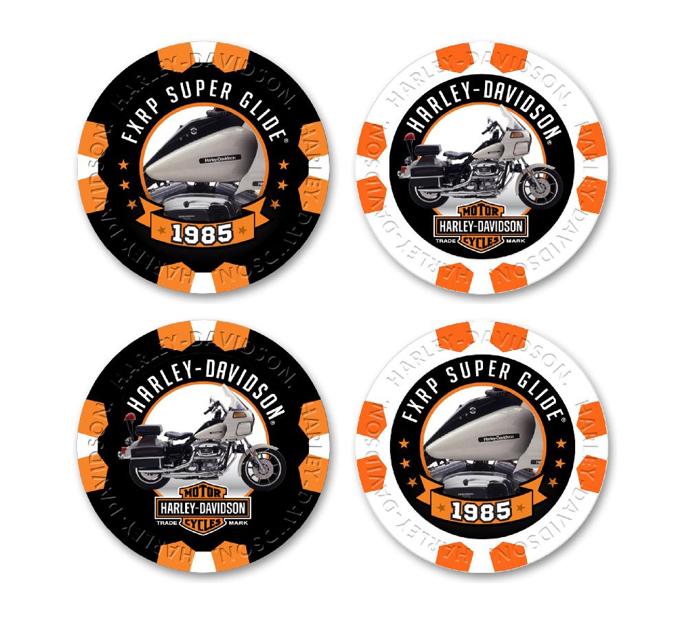 harley H-D™ Limited Edition Vintage Collection Collectable Poker Chips Series 18 1986 FLSTF Fat Boy®