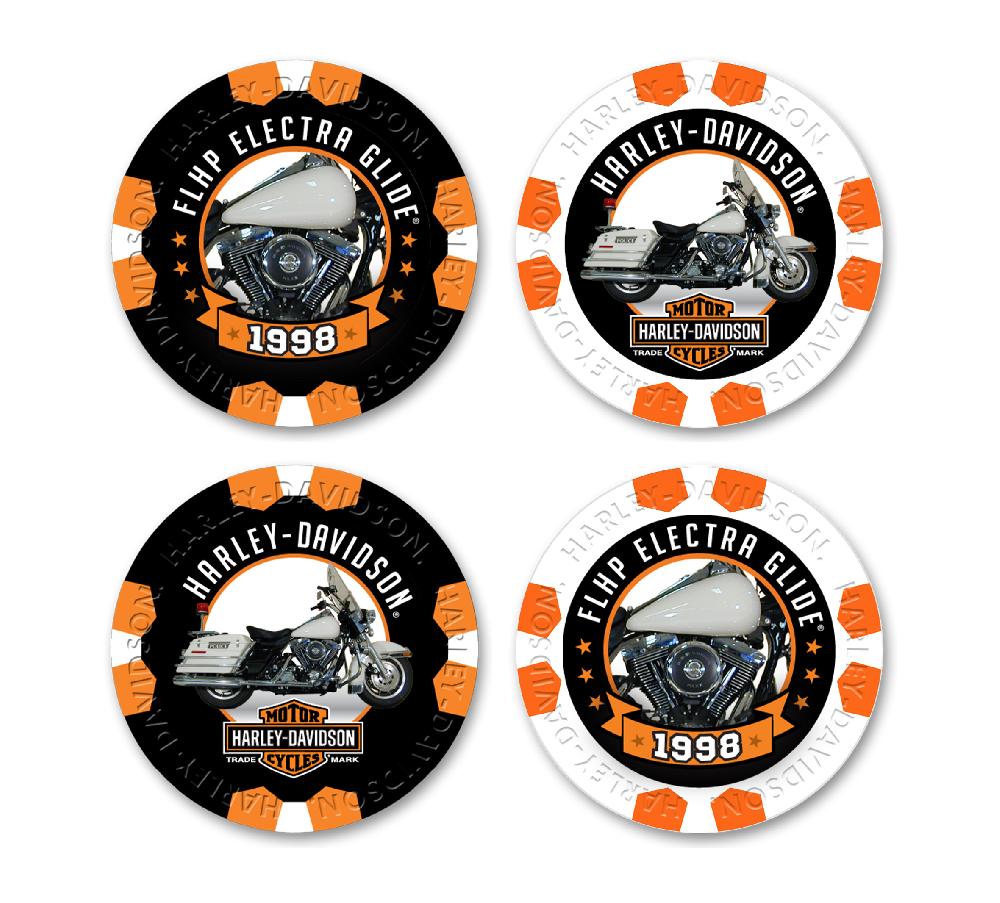 harley H-D™ Limited Edition Vintage Collection Collectable Poker Chips Series 20 1998 FLHP Electra Glide®