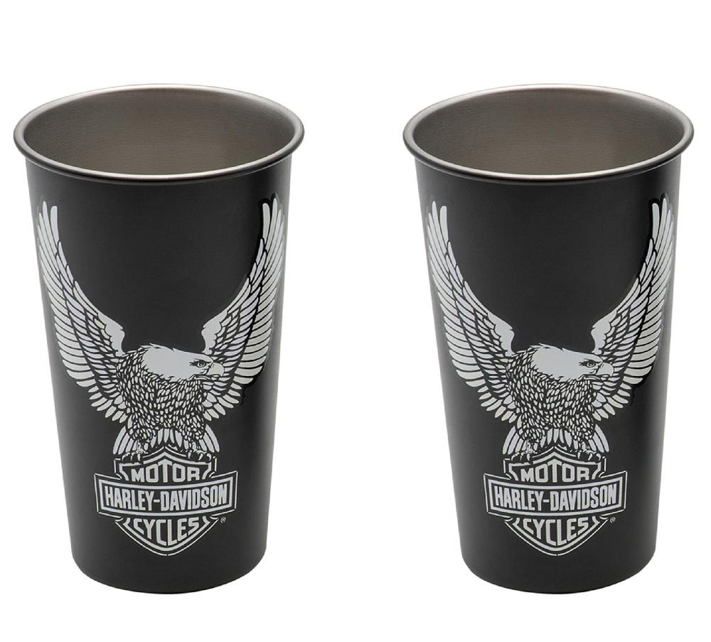 Harley H-D Vivid Bar & Shield Eagle Metal Cup Set Of 2