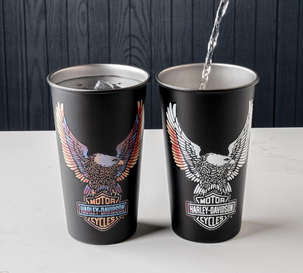 Harley H-D Vivid Bar & Shield Eagle Metal Cup Set Of 2