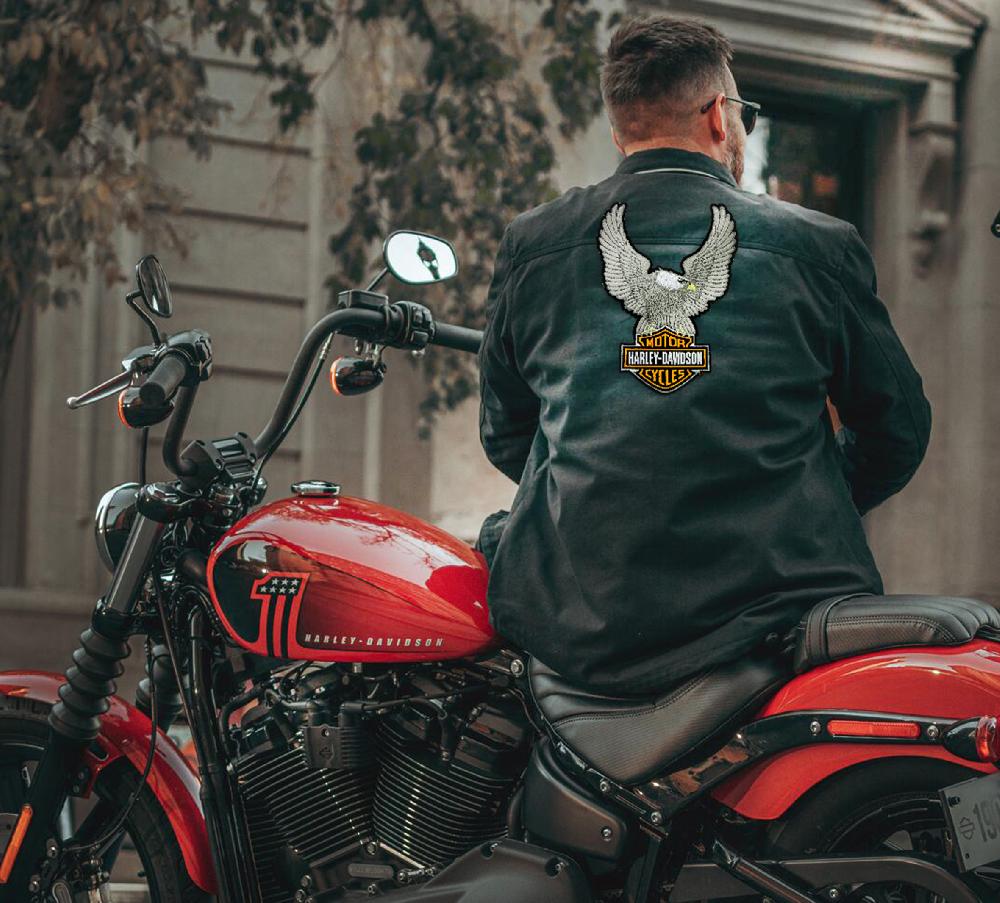 Harley 10.25" Silver Eagle Bar & Shield Patch