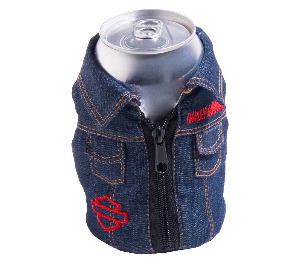 harley 1970's Psychedelic Denim Can Cooler
