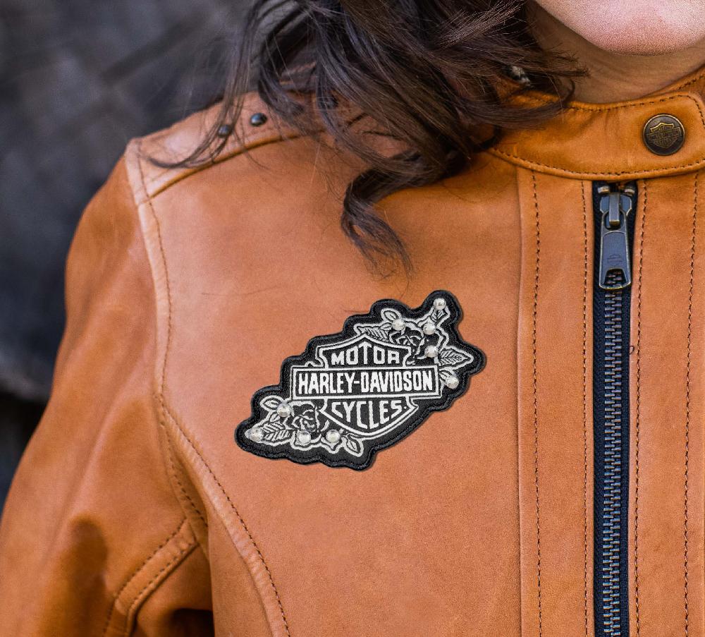 Harley 3.5” Silver Floral Patch