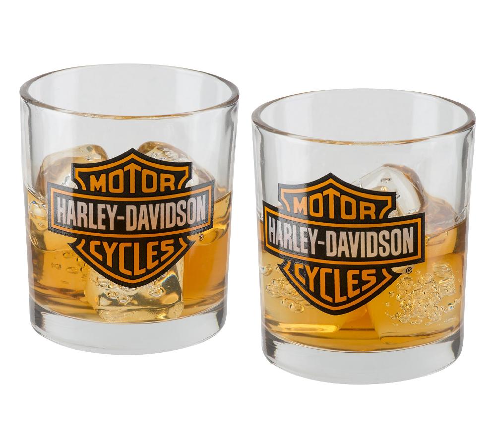 Harley Bar & Shield Double Old Fashioned Set Of 2