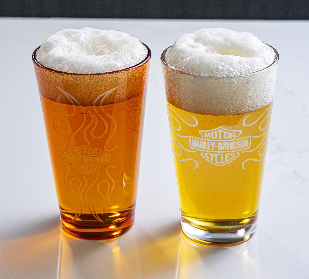 Harley Bar & Shield Flames Pint Glass Set Of 2