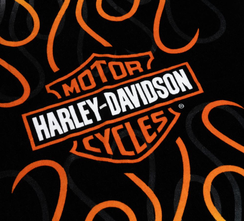Harley Bar & Shield Flames Towel