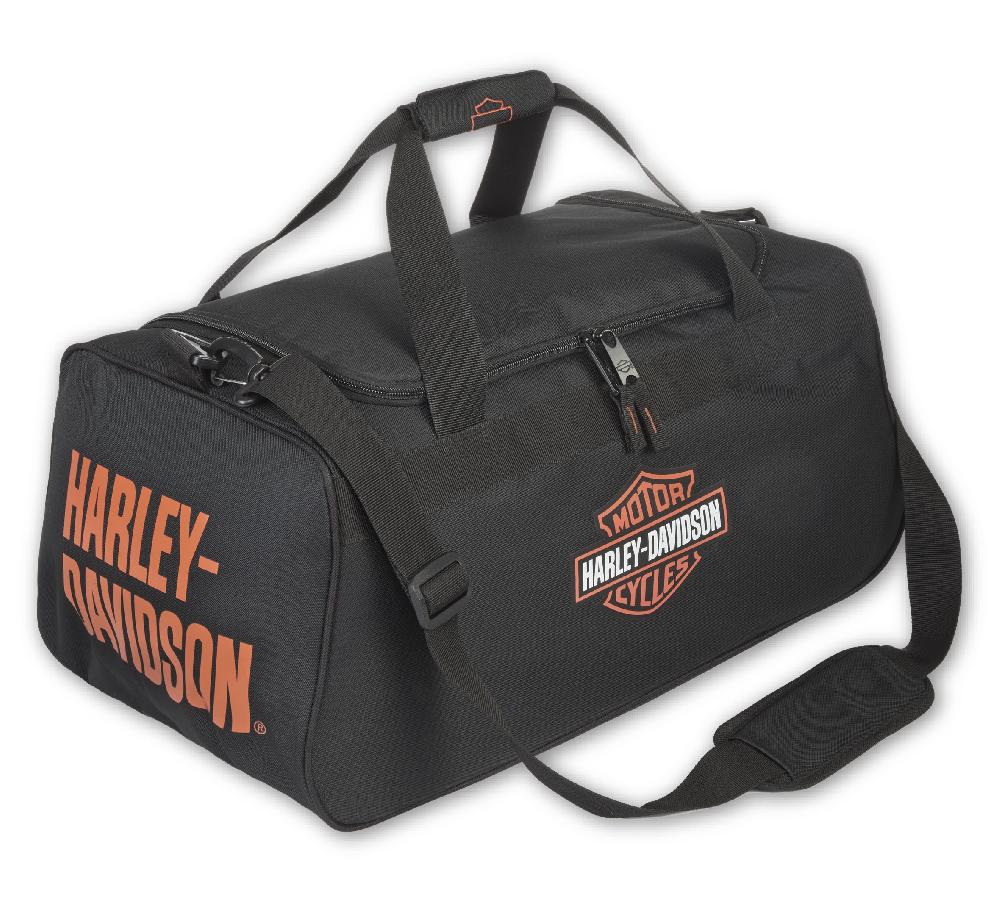 Harley Bar & Shield Logo Duffel In Black/Orange