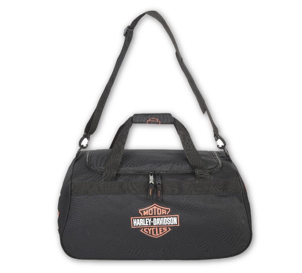 Harley Bar & Shield Logo Duffel In Black/Orange