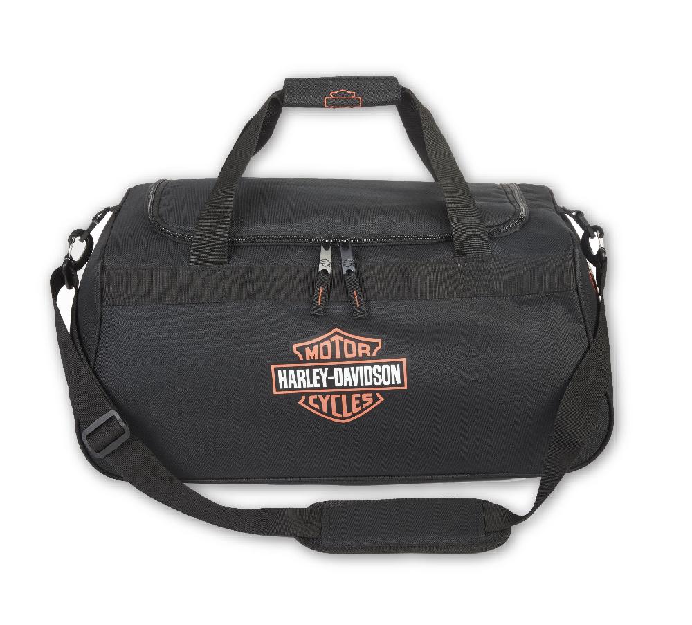 harley Bar & Shield Logo Duffel in Black/Orange