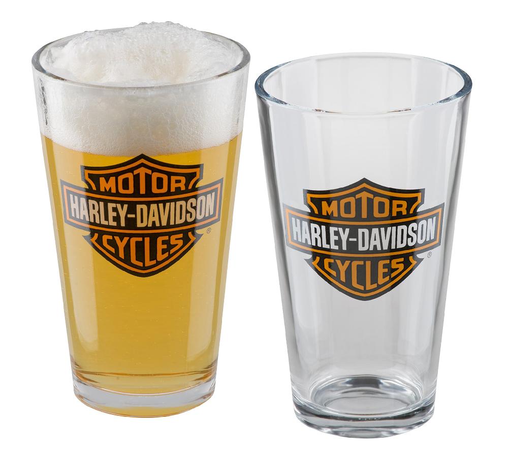 harley Bar & Shield Pint Glass Set of 2
