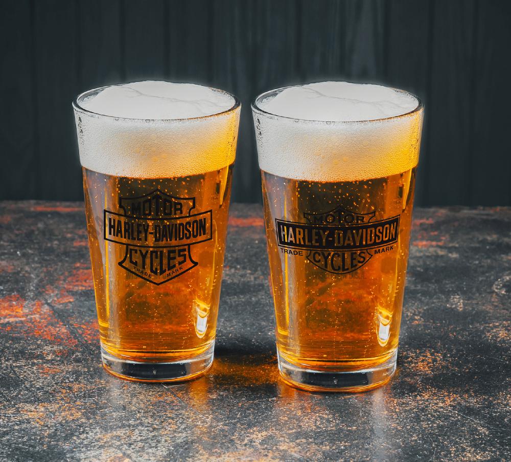 Harley Bar & Shield Pint Glasses - Set Of 2