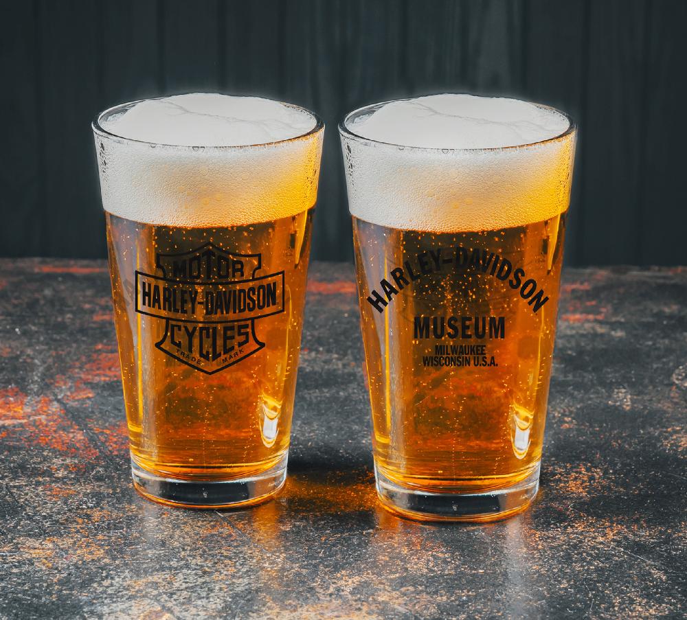 Harley Bar & Shield Pint Glasses - Set Of 2