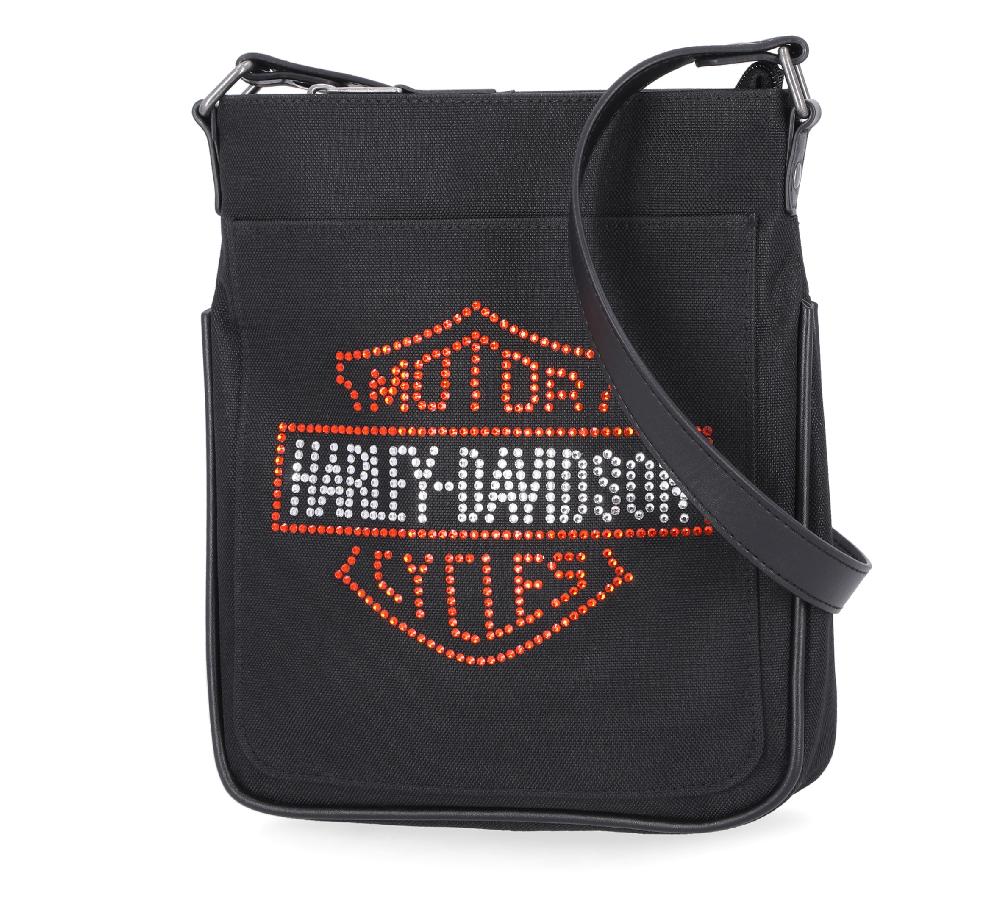 Harley Bar & Shield Rhinestone Crossbody Bag
