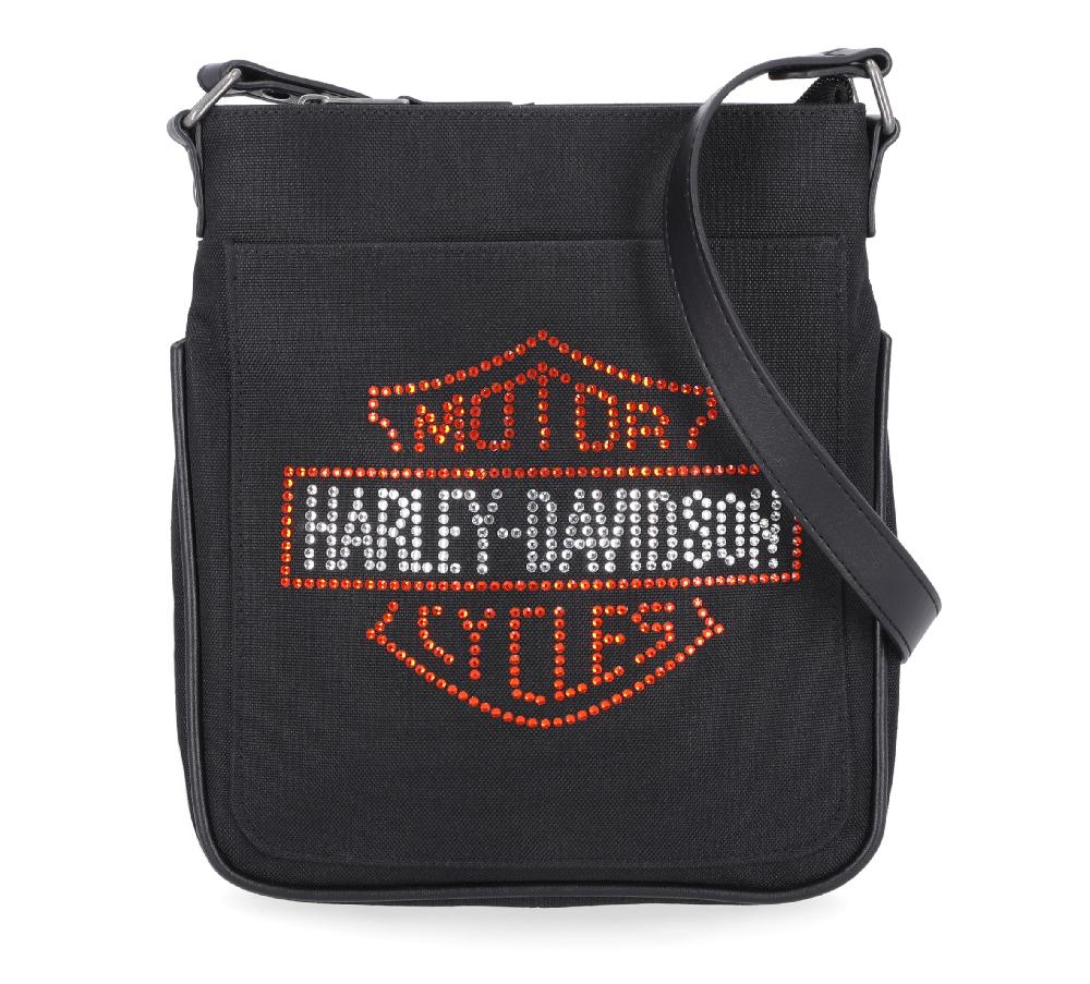 Harley Bar & Shield Rhinestone Crossbody Bag