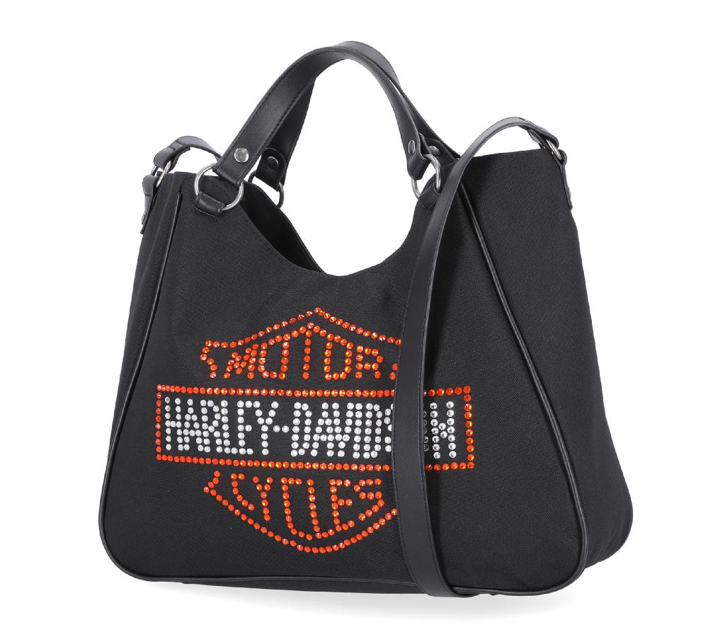 Harley Bar & Shield Rhinestone Tote Bag