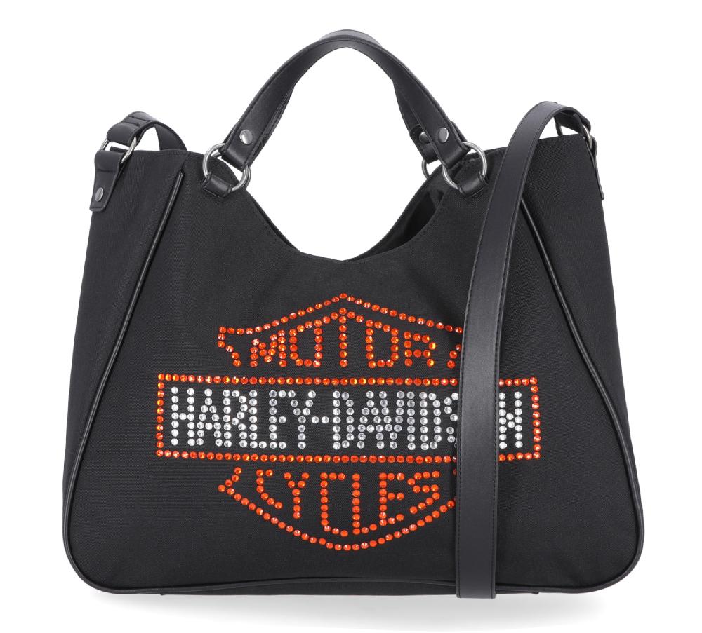 harley Bar & Shield Rhinestone Tote Bag