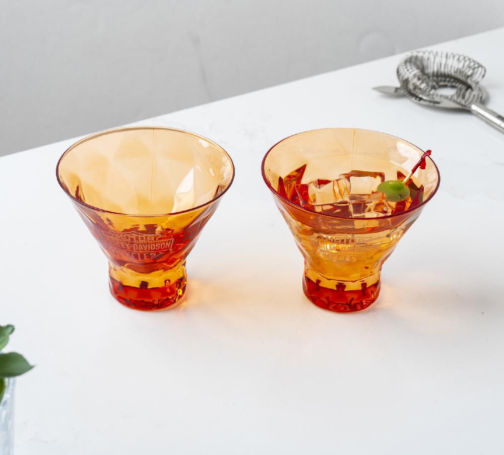 Harley Bar & Shield Stemless Martini Glass Set Of 2