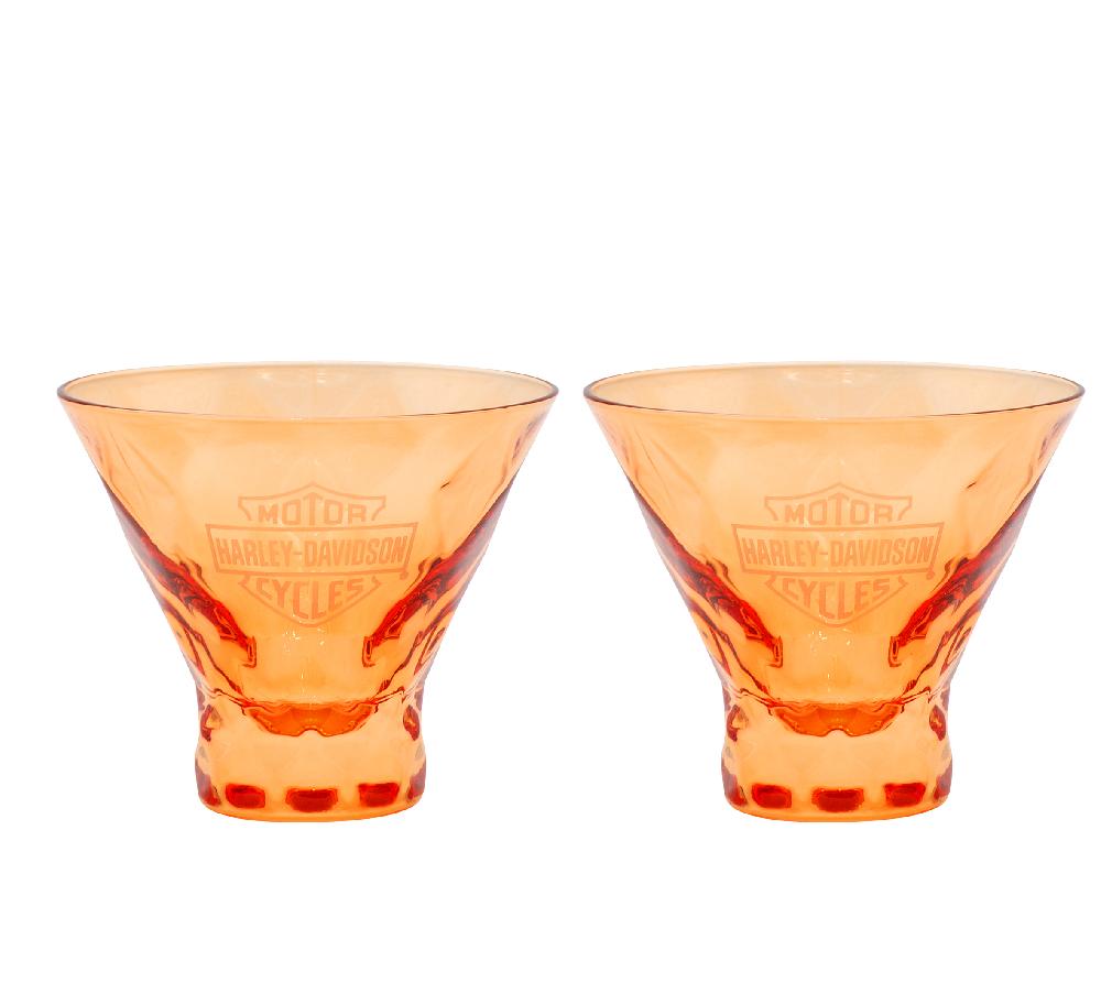 Harley Bar & Shield Stemless Martini Glass Set Of 2