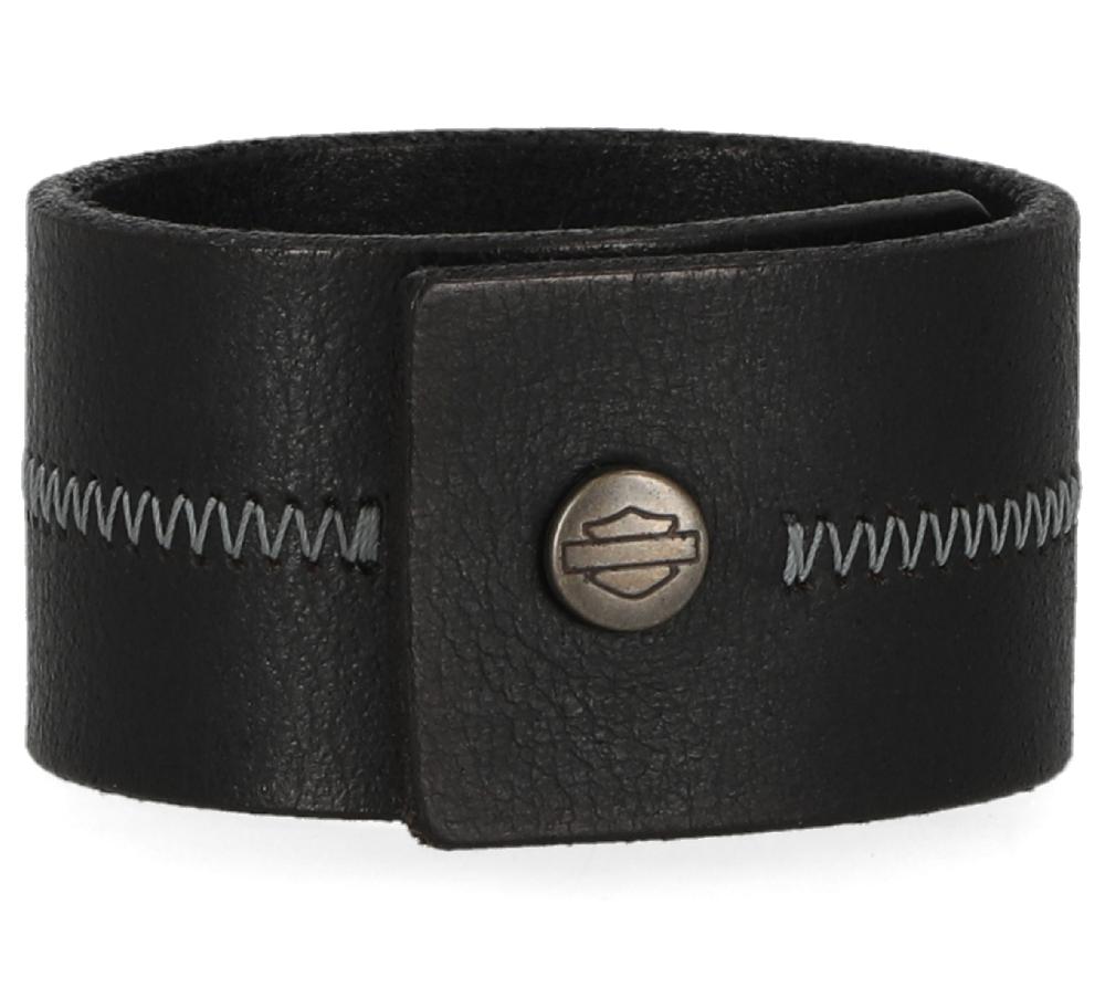 Harley Bar & Shield Stitch Leather Cuff