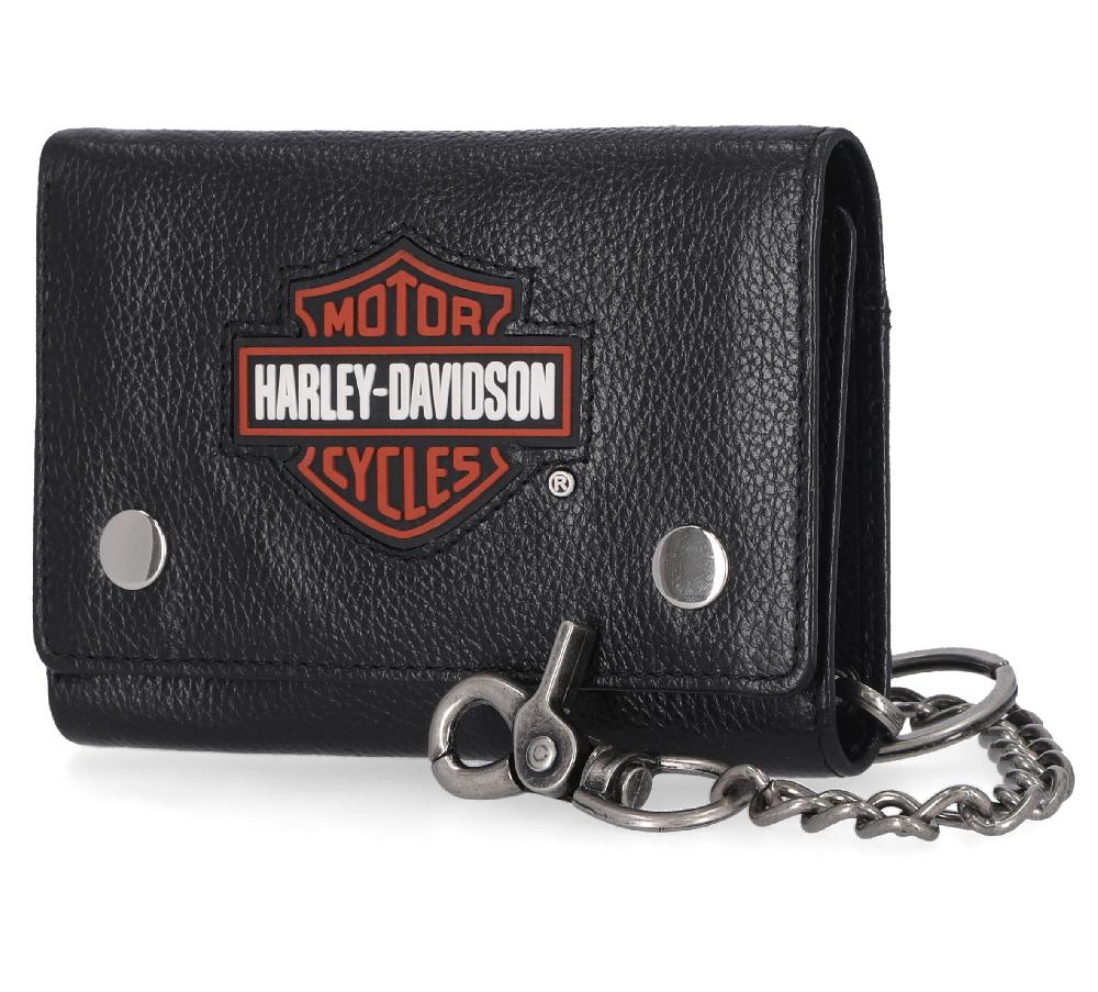 Harley Bar & Shield Trifold Wallet With Chain