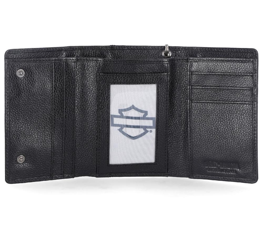 Harley Bar & Shield Trifold Wallet With Chain