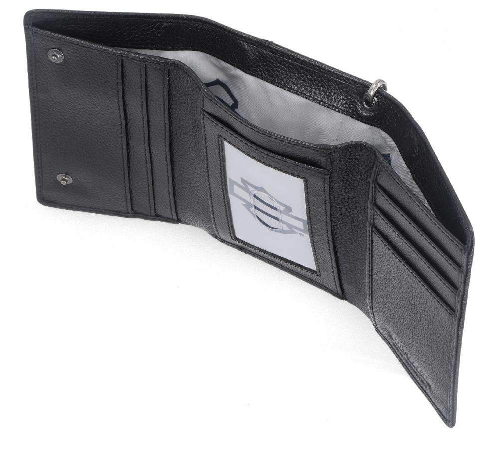 Harley Bar & Shield Trifold Wallet With Chain