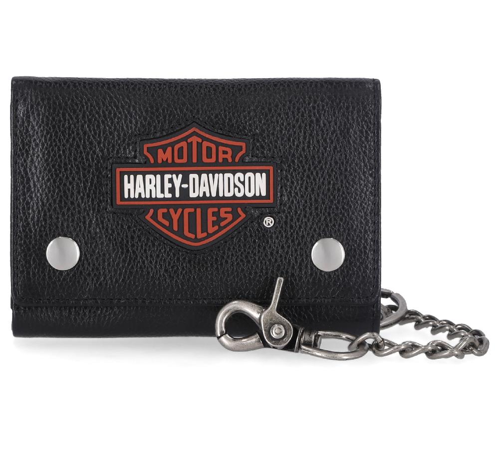 harley Bar & Shield Trifold Wallet With Chain