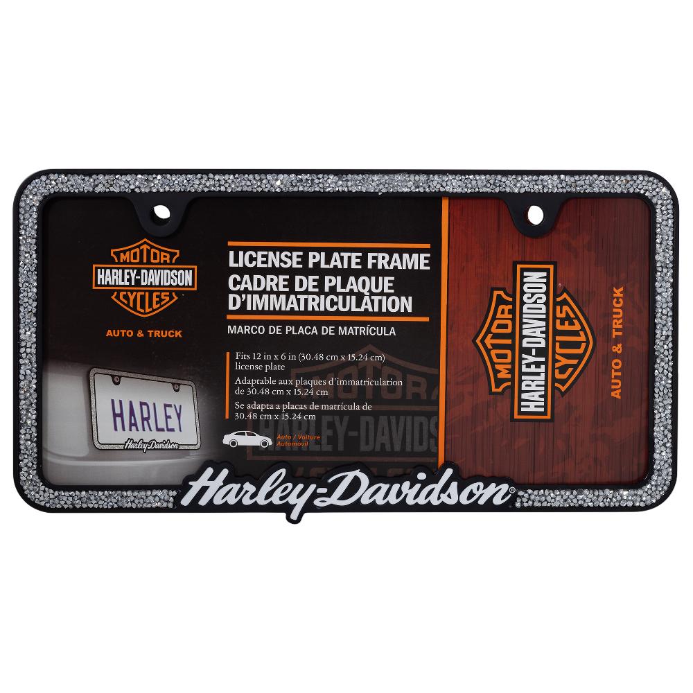 Harley Crushed Gems With Script License Frame