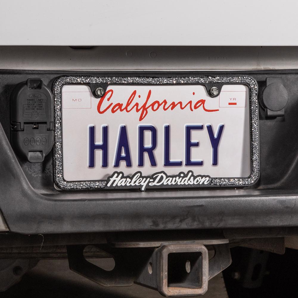 harley Crushed Gems with Script License Frame