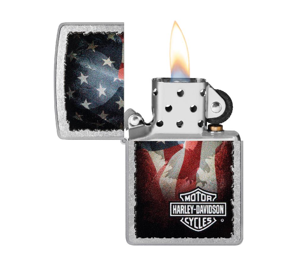 Harley Harley-Davidson American Flag Color Image Street Chrome Windproof Lighter