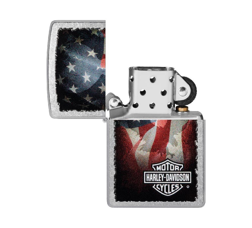 Harley Harley-Davidson American Flag Color Image Street Chrome Windproof Lighter