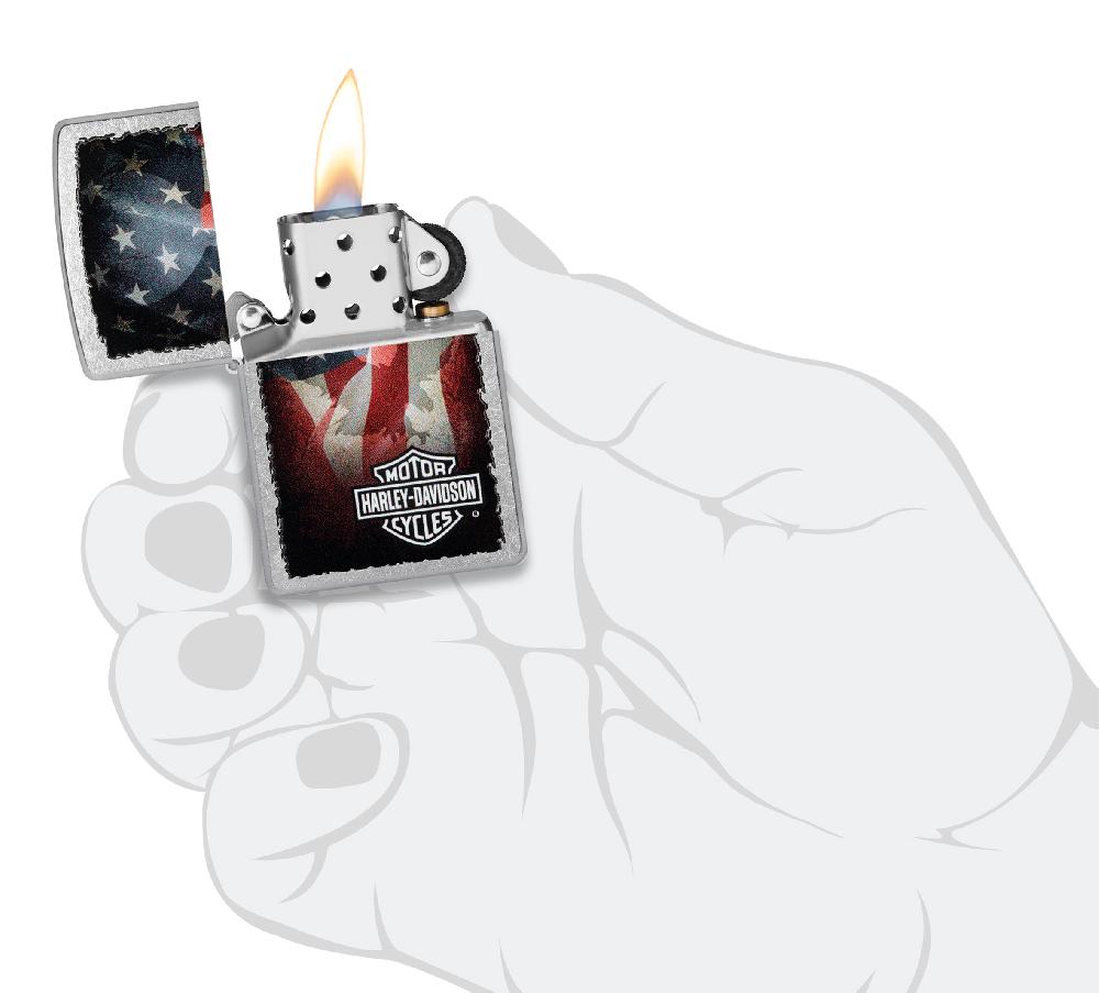 Harley Harley-Davidson American Flag Color Image Street Chrome Windproof Lighter