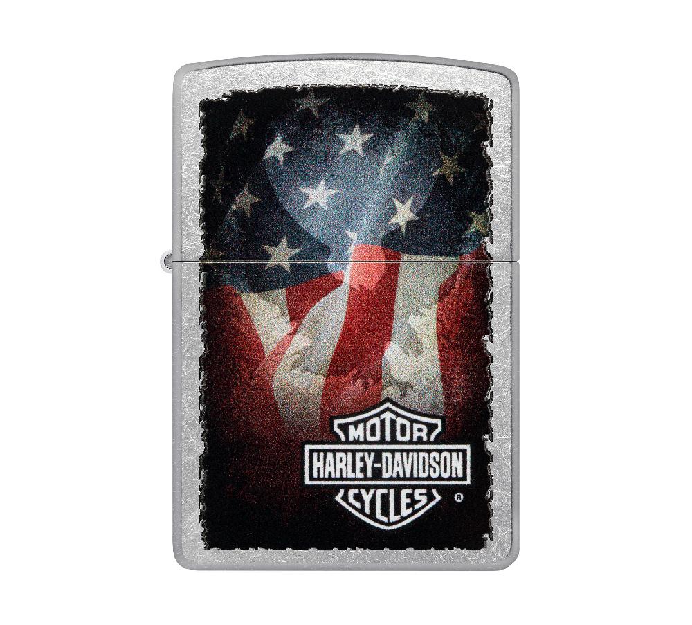 harley Harley-Davidson American Flag Color Image Street Chrome Windproof Lighter