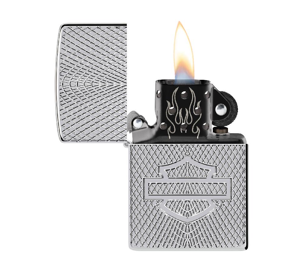 Harley Harley-Davidson Armor High Polish Chrome Deep Carve Windproof Lighter