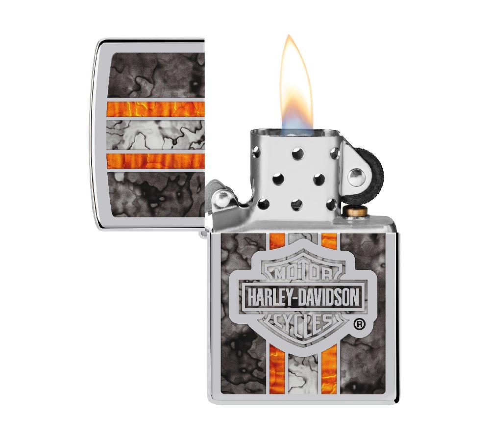 Harley Harley-Davidson Bar & Shield Fusion High Polish Chrome Windproof Lighter