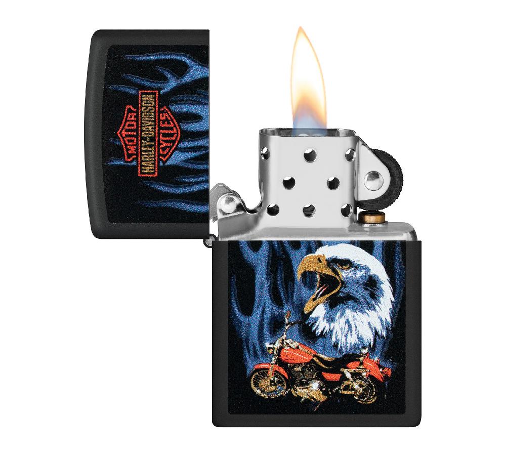Harley Harley-Davidson Eagle Flame Matte Black Windproof Lighter
