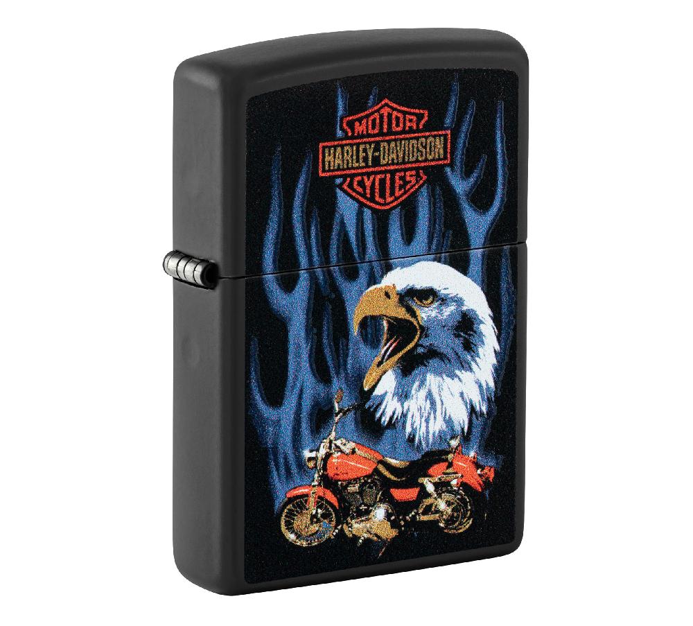 Harley Harley-Davidson Eagle Flame Matte Black Windproof Lighter