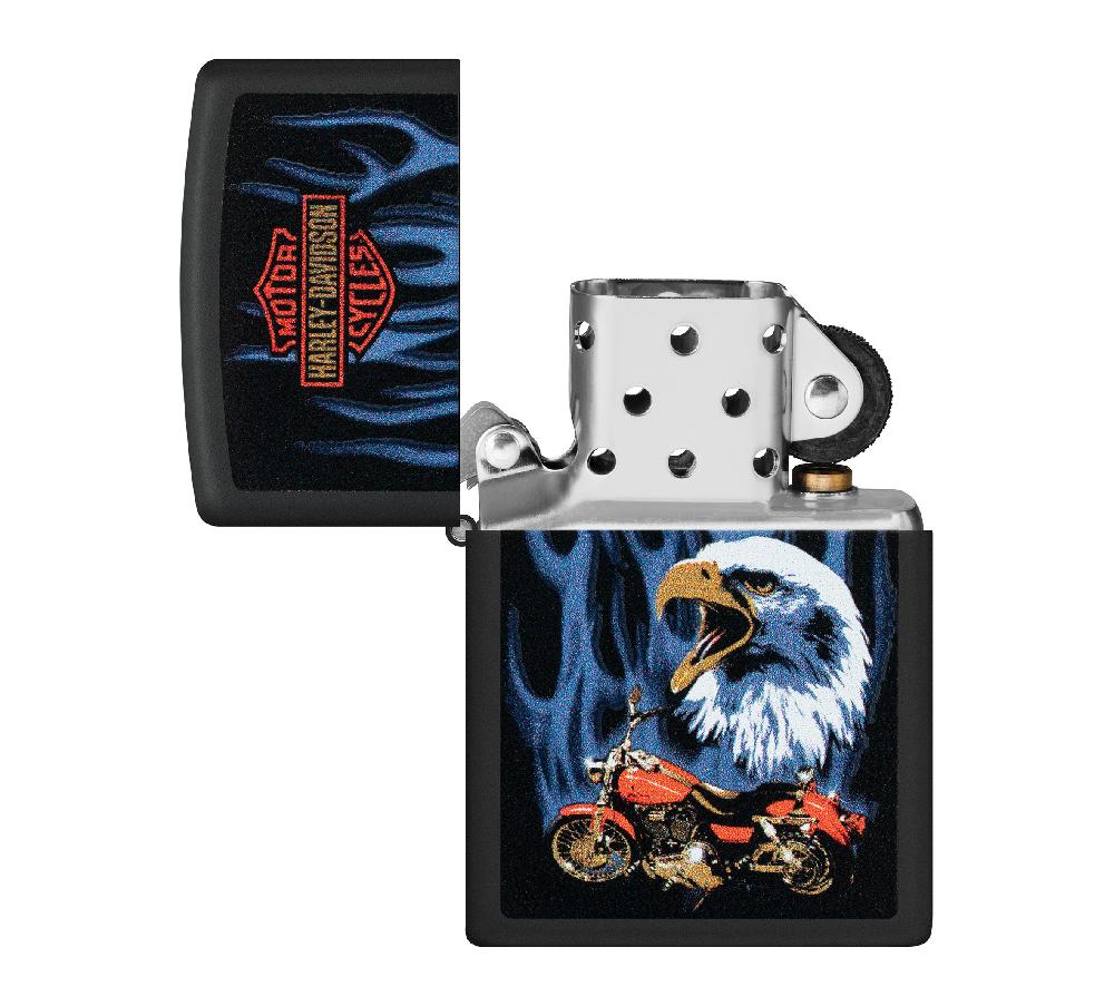 Harley Harley-Davidson Eagle Flame Matte Black Windproof Lighter