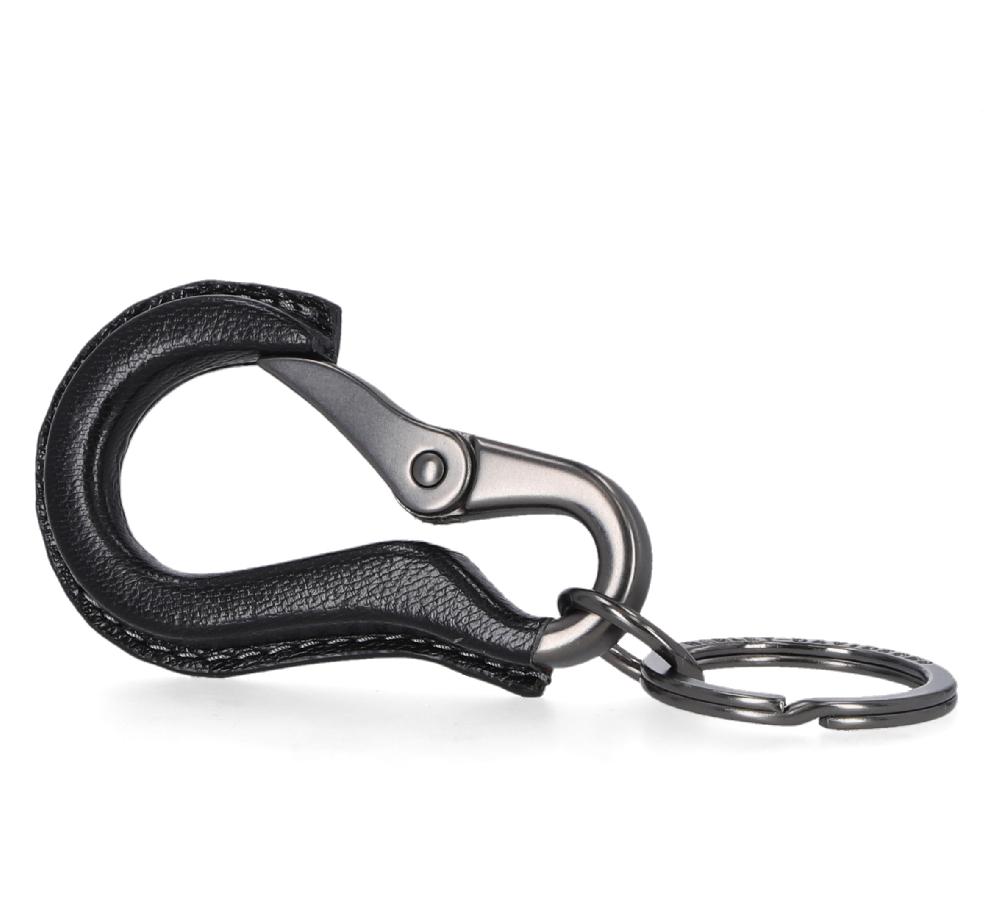 Harley Harley-Davidson Leather Keychain Covered Carabiner In Black