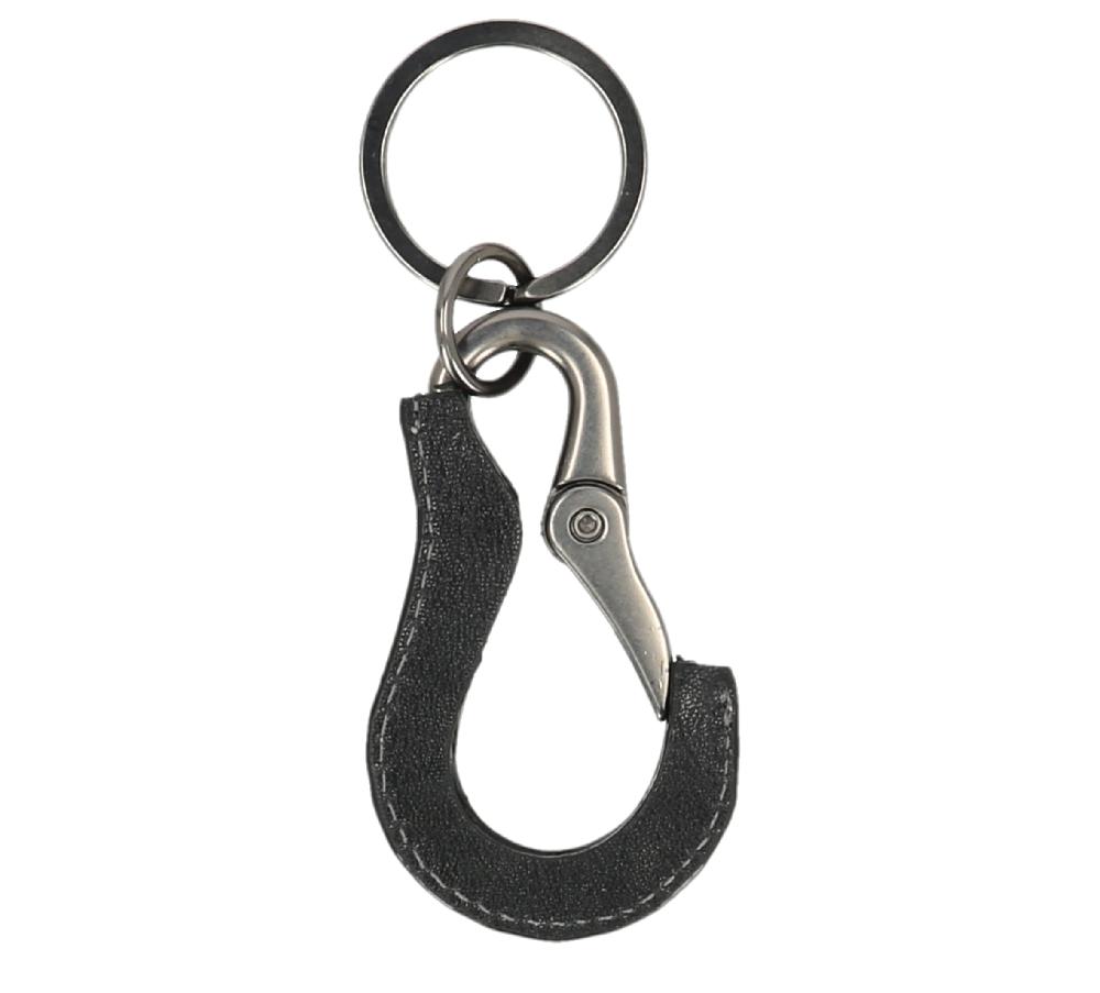 Harley Harley-Davidson Leather Keychain Covered Carabiner In Black