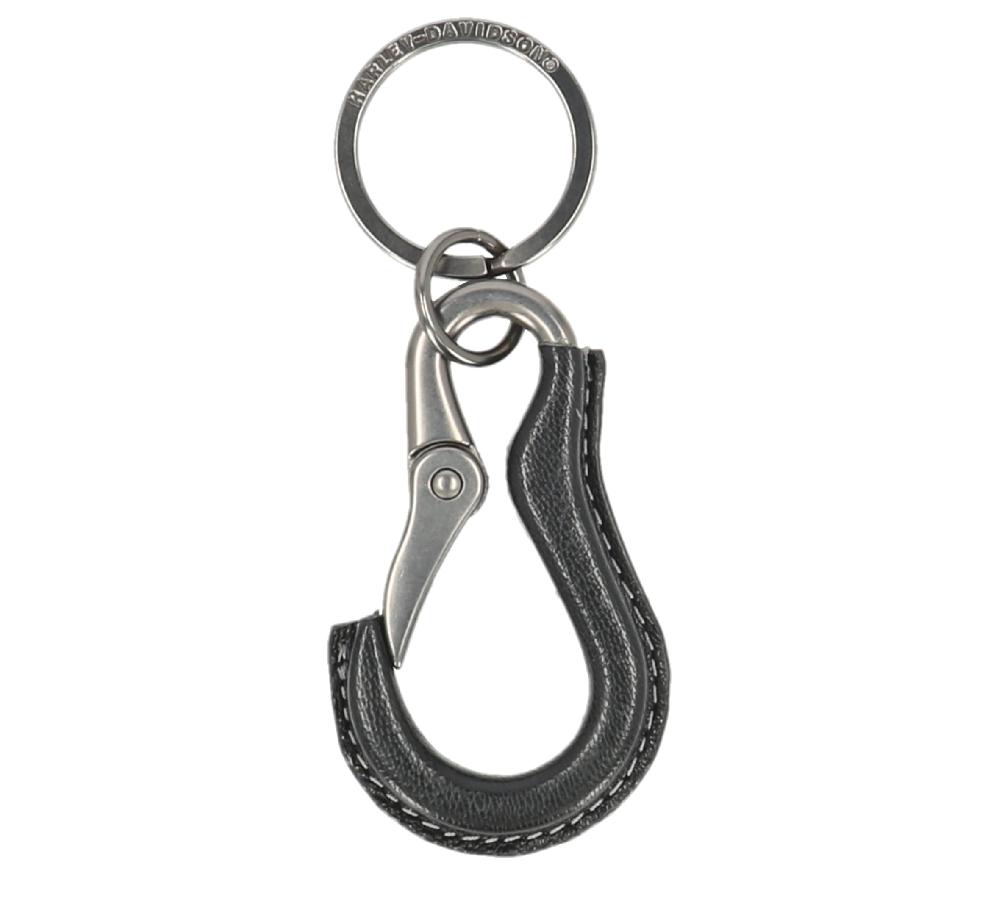harley Harley-Davidson Leather Keychain Covered Carabiner in Black