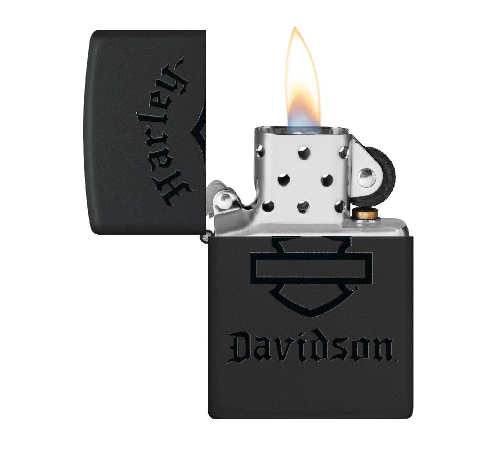 Harley Harley-Davidson® Bar And Shield Logo Color Image Black Matte Windproof Lighter