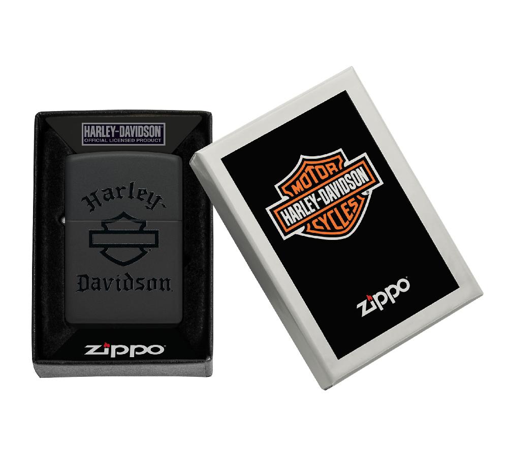 Harley Harley-Davidson® Bar And Shield Logo Color Image Black Matte Windproof Lighter