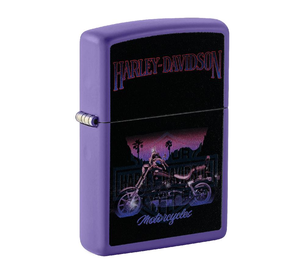 Harley Harley-Davidson® Black Light Logo Reveal Purple Matte Windproof Lighter