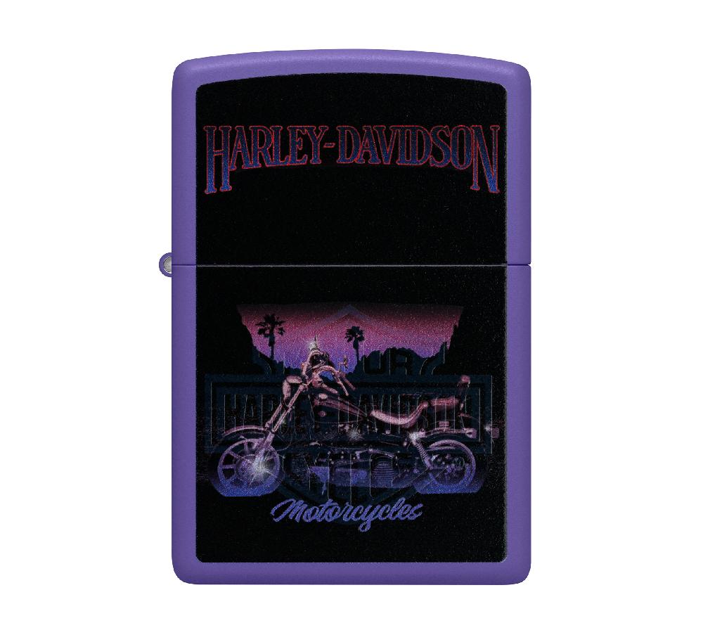 harley Harley-Davidson® Black Light Logo Reveal Purple Matte Windproof Lighter