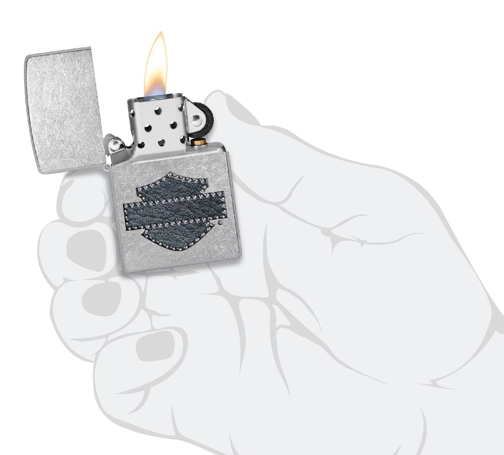 Harley Harley-Davidson® Leather Logo Color Image Street Chrome Windproof Ligher