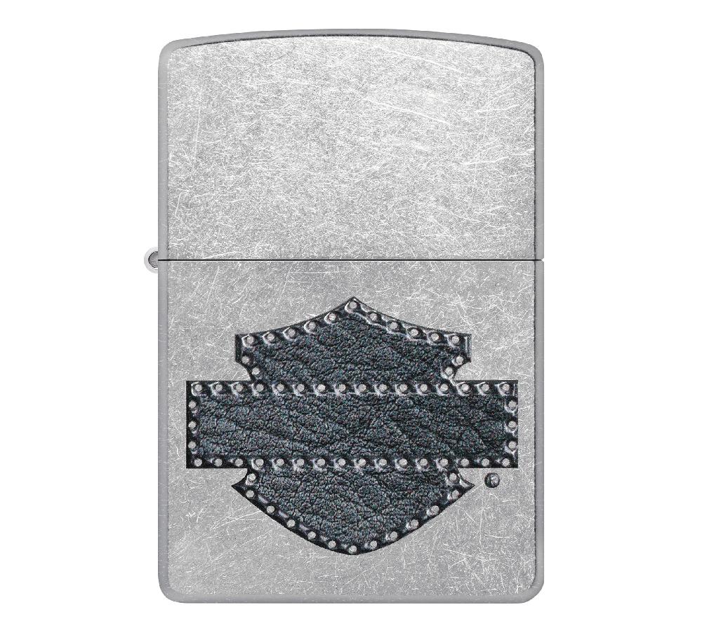 harley Harley-Davidson® Leather Logo Color Image Street Chrome Windproof Ligher