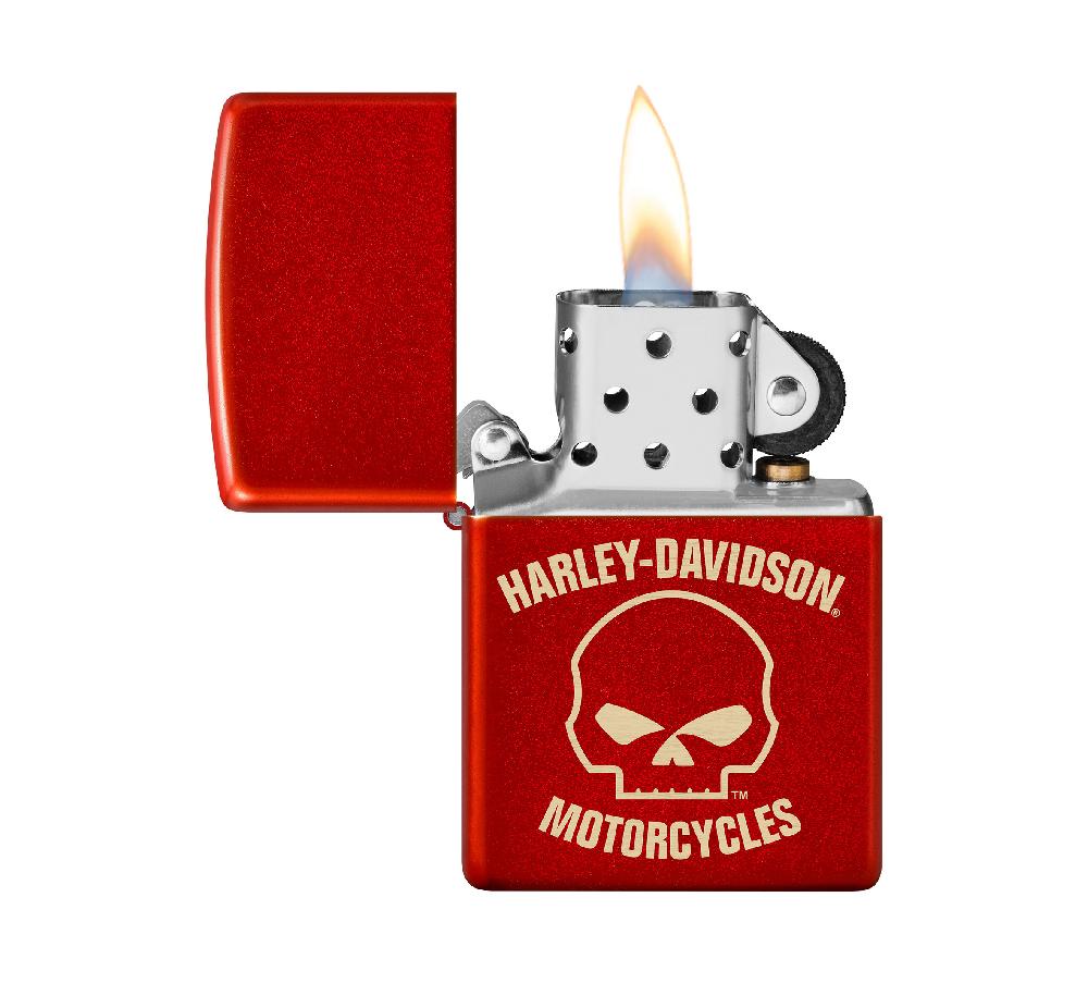 Harley Harley Davidson Willie G Skull Laser Metallic Red Windproof Lighter