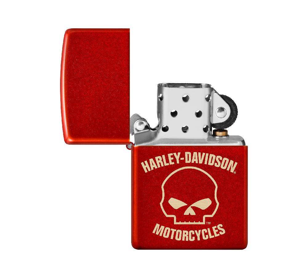 Harley Harley Davidson Willie G Skull Laser Metallic Red Windproof Lighter