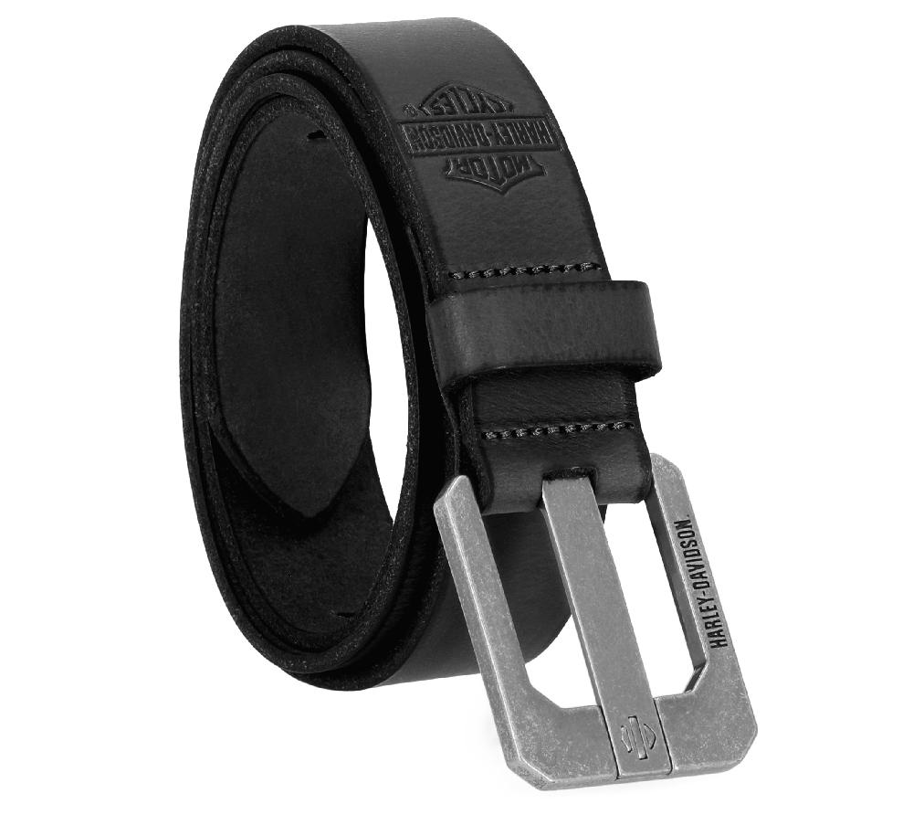 Harley Die Cut Bar & Shield 2 Prong Belt In Black